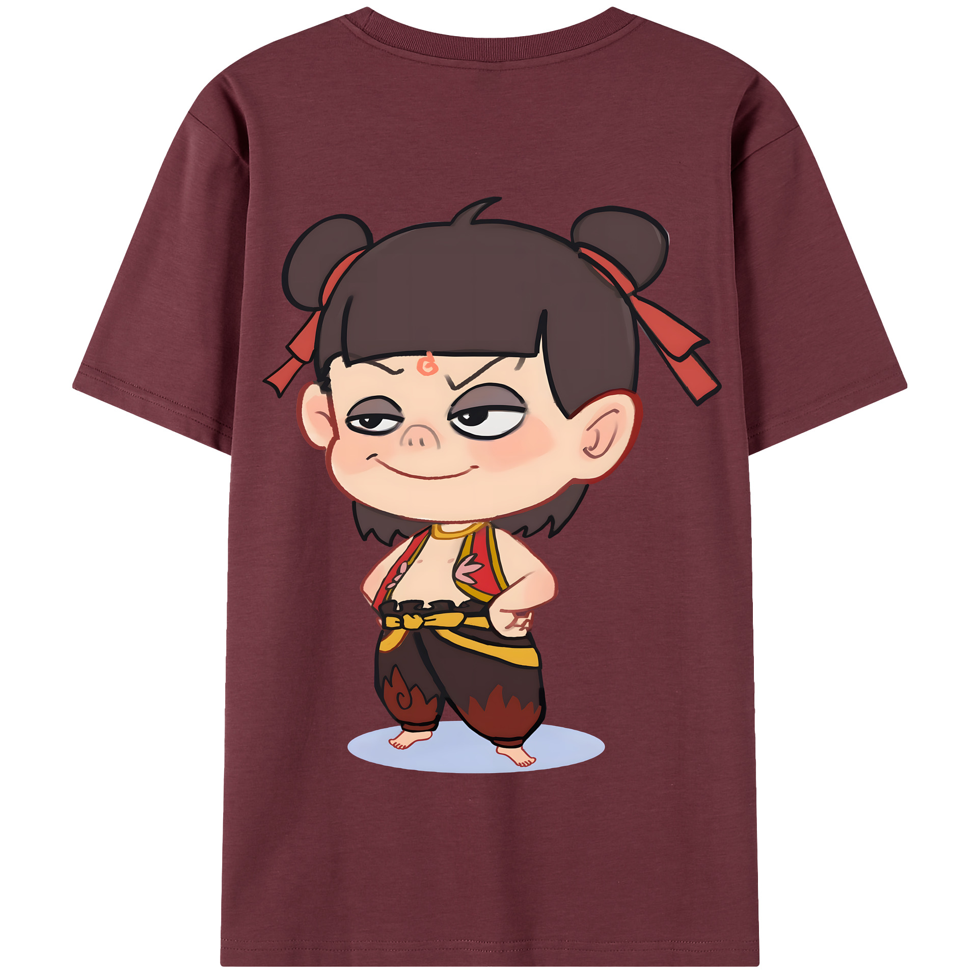 （画像用） Ne Zha 2 ナタ 魔童の大暴れ 綿100％半袖Tシャツ（背面プリント）